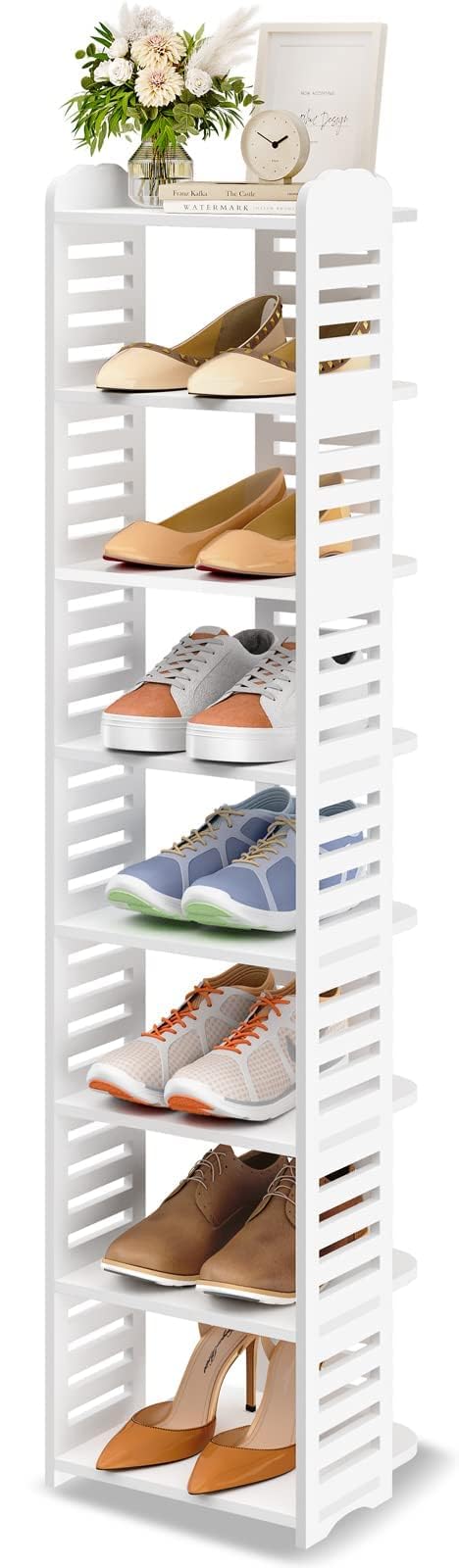 Dripex Schuhregal Schmal Weiss, Verstellbarer, Multifunktional, Standregal Schuhständer für Flur Ein