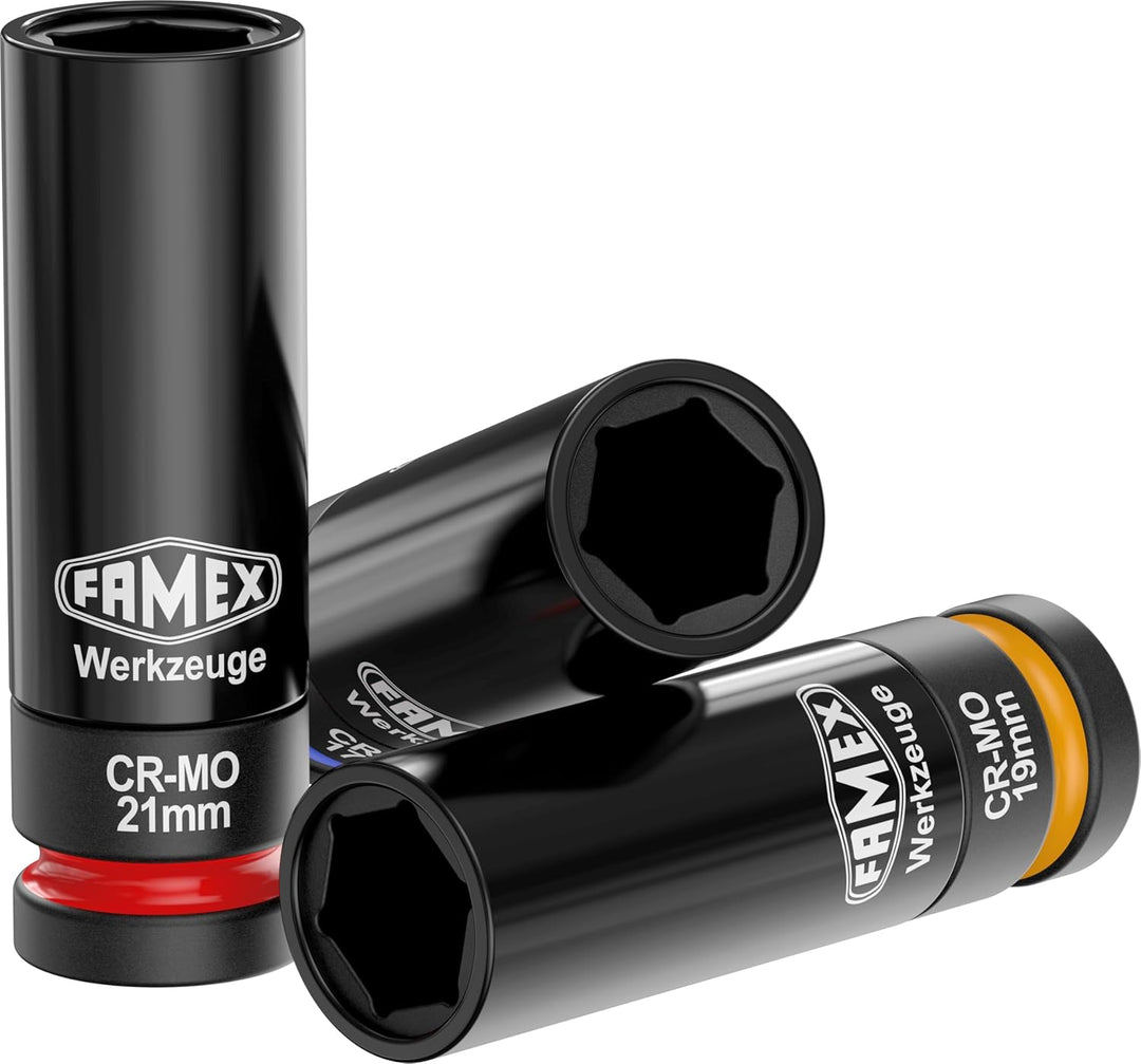 FAMEX 10886-3N-KS Drehmomentschlüssel 1/2" (12,5mm) | 30-210 Nm mit Kalibrierschein - Sparset mit Sc