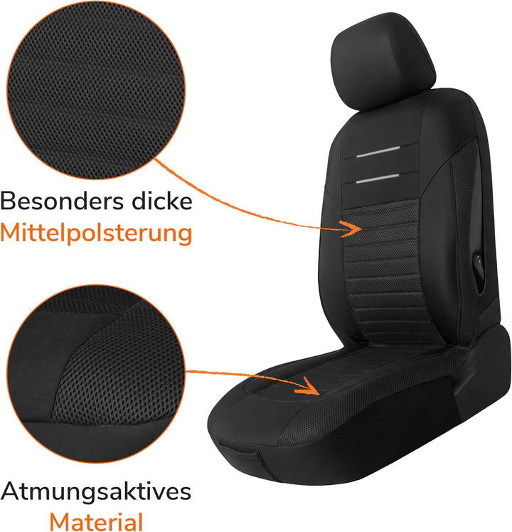 Upgrade4cars Auto-Sitzbezüge Set Universal Version 2026 | Autoschonbezüge Vordersitze &amp; Rückbank | A