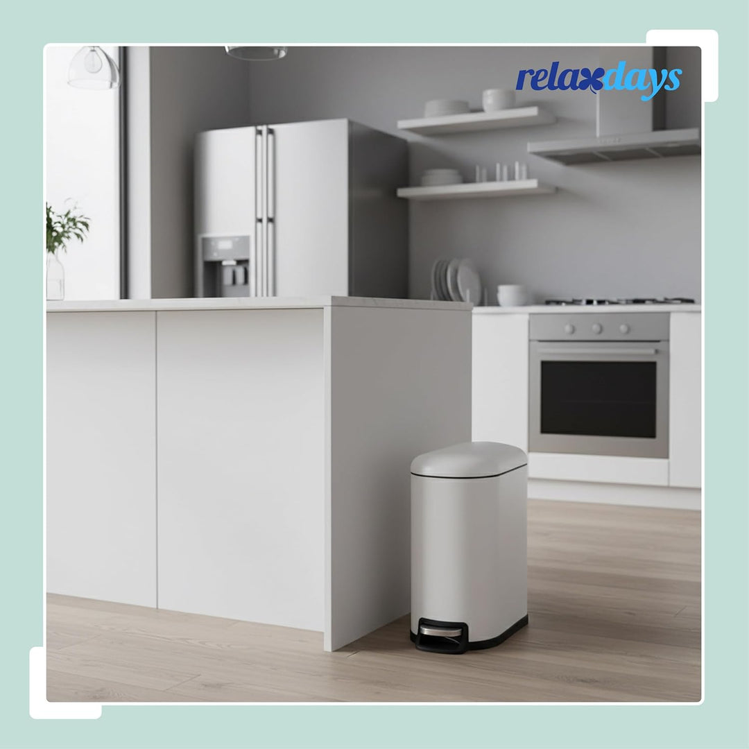 Relaxdays Mülleimer, 10 Liter, Absenkautomatik, entnehmbarer Inneneimer, Kosmetikeimer mit Deckel, B