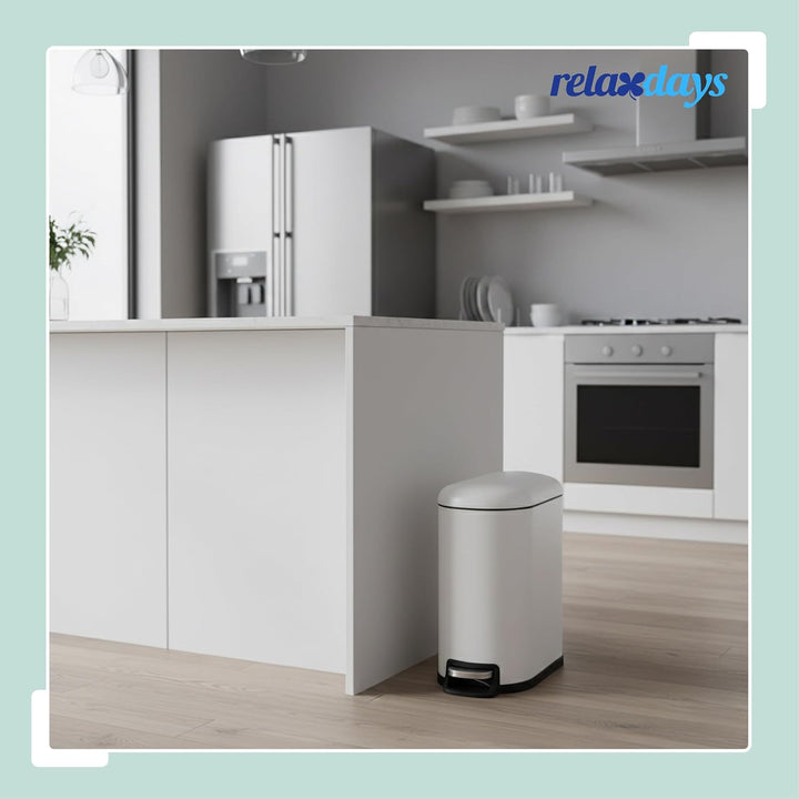Relaxdays Mülleimer, 10 Liter, Absenkautomatik, entnehmbarer Inneneimer, Kosmetikeimer mit Deckel, B