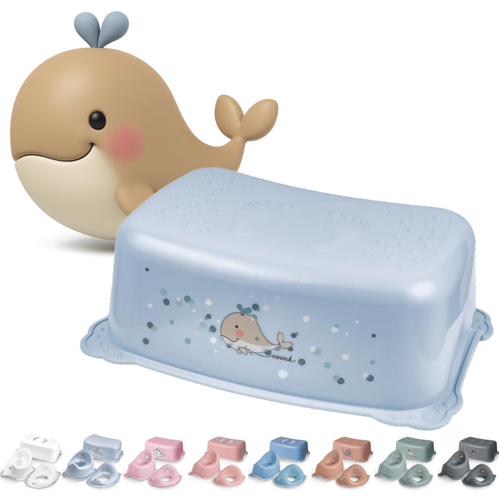 Tritthocker Kinder Wal Blau - Kindertritt Waschbecken stabil und rutschfest - Toilettenhocker Kinder