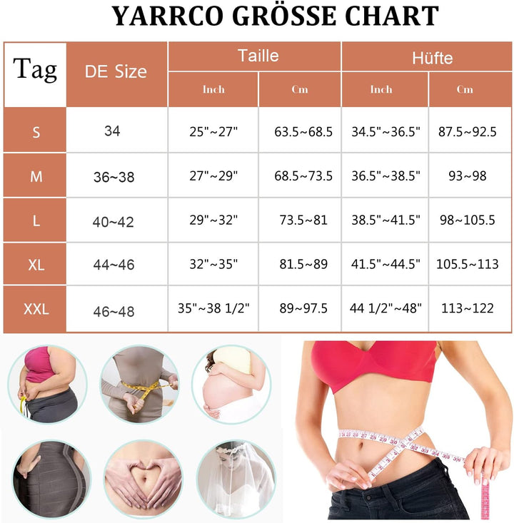 YARRCO Bauchweg Unterhose Damen Shapewear Miederhose Hohe Taille Body Shaper Unterwäsche Nahtlose Mi