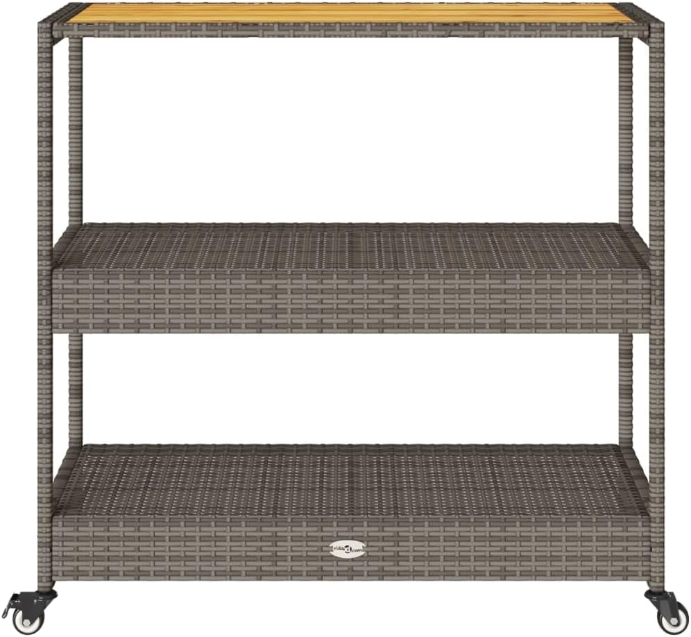 vidaXL Barwagen 3 Böden, Servierwagen mit Rollen Stahlgestell, Rollwagen für Küche Garten Esszimmer,