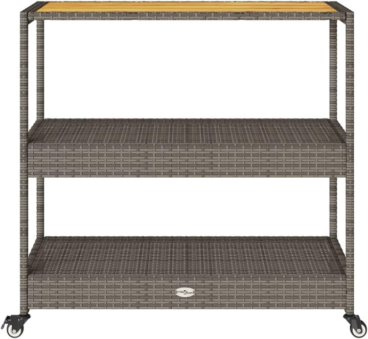 vidaXL Barwagen 3 Böden, Servierwagen mit Rollen Stahlgestell, Rollwagen für Küche Garten Esszimmer,