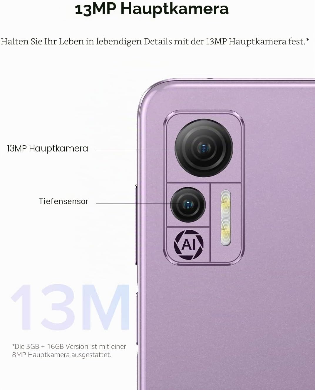 Ulefone Android 12 4G Smartphone ohne Vertrag Note 14(64GB), 3-Karten-Steckplatz, Quad Core 4GB+64GB