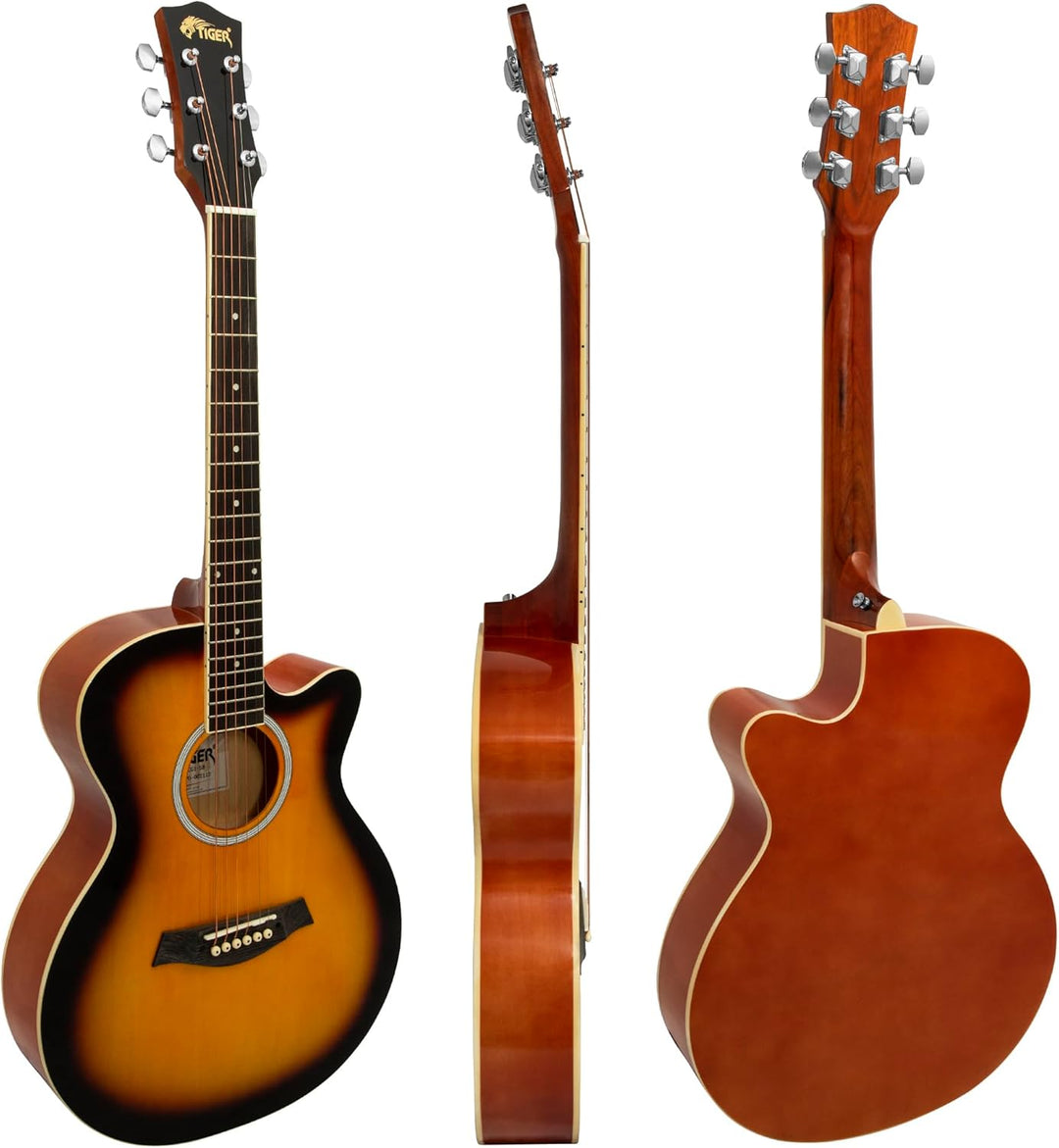 TIGER ACG1-SB Small Body Akustikgitarre, mit Stahlsaiten bespannte Akustikgitarre für Anfänger, Sonn