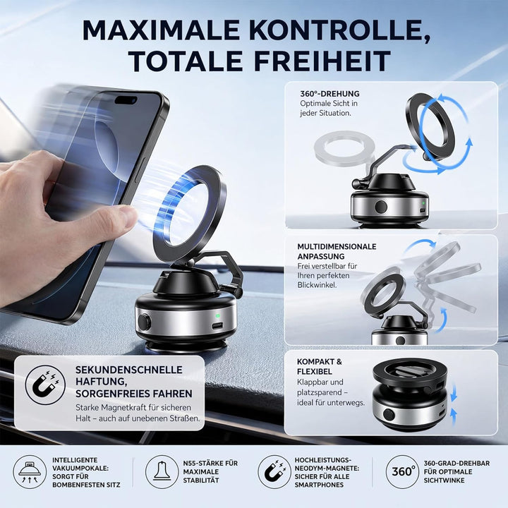 Handy Halterung Elektrisch, Handy Halterung Auto, Selbstansaugende Handyhalterung Auto Magnet Mit Va