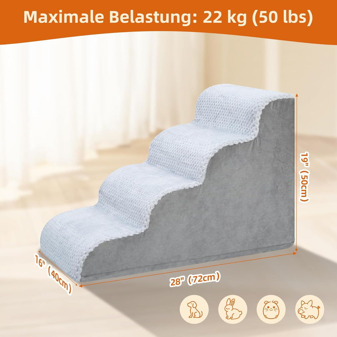 KSIIA Hundetreppe 4 Stufen, 50cm Hoch Haustiertreppe Hundetreppe für Kleine Hunde, Katzentreppe Hund