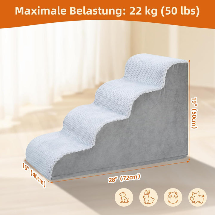 KSIIA Hundetreppe 4 Stufen, 50cm Hoch Haustiertreppe Hundetreppe für Kleine Hunde, Katzentreppe Hund