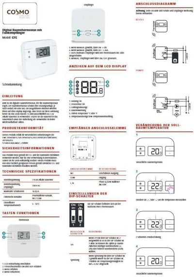 Heizung Einzelraumregelung Digitaler Funk Raumthermostat mit Empfänger und 3X Stellantrieb