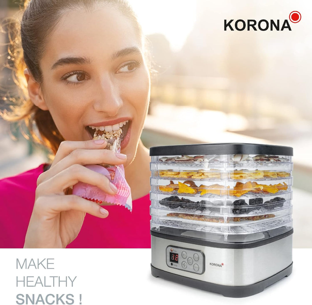 Korona 57011 Dörrautomat mit Müsliriegelform | 5 Ebenen | Trocknet Früchte, Fleisch, Fisch, Kräuter