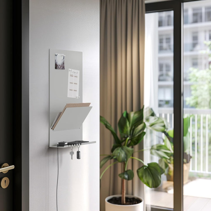 byde Wandorganizer Heke aus Stahlstruktur. 30 x 9 x 49 cm 3-in-1 Wandregal mit Magnettafel und Magne