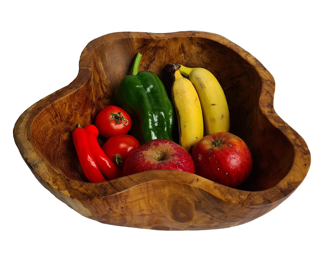 Windalf Rustikale Snack Holzschale AMELIE Ø 28 cm Nussschale Deko-Schale Schmuckschale Wurzelholz