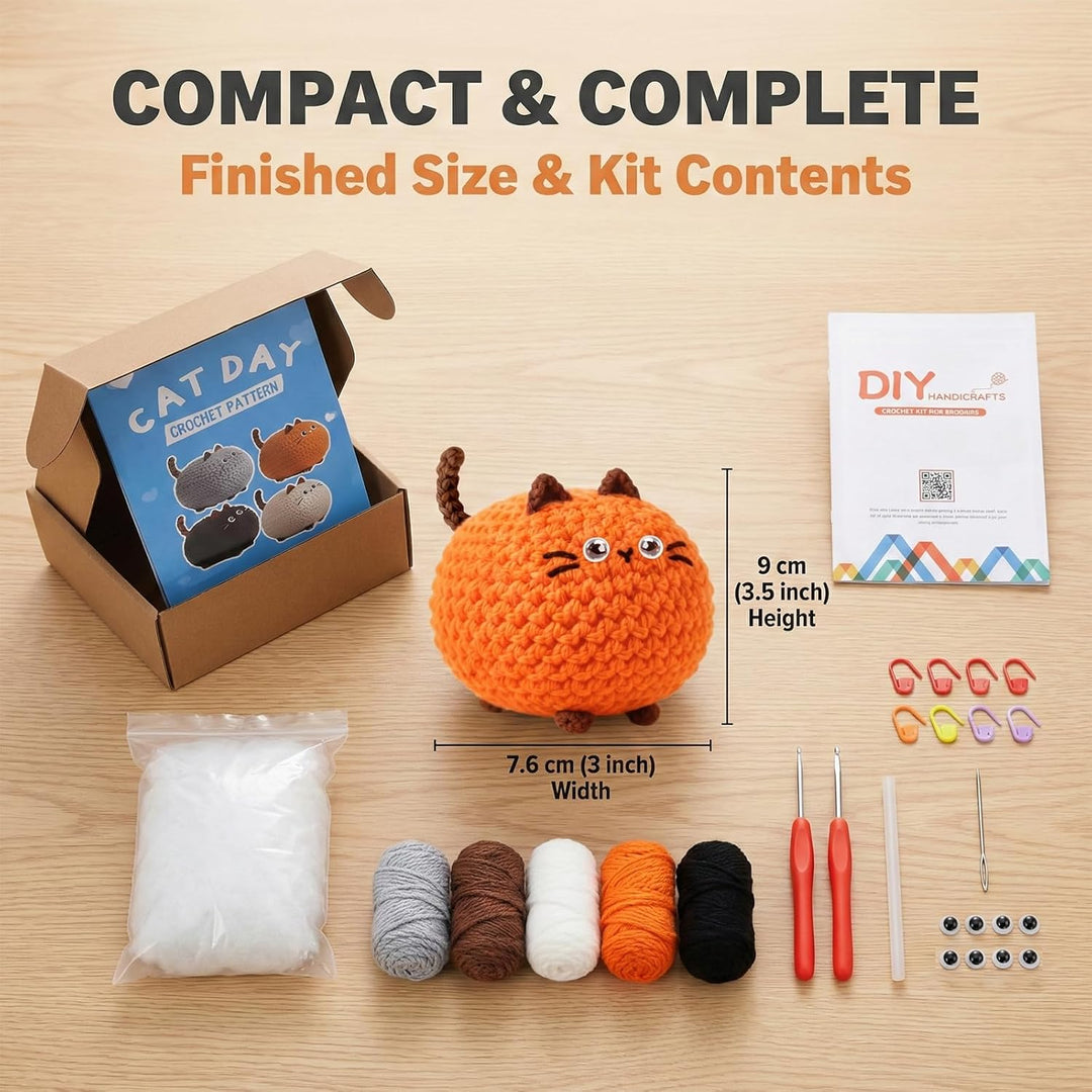 Häkelset Für Anfänger, 4 Stück Crochet Set Amigurumi Katze, Häkelset Stricken Für Anfänger Set Mit V