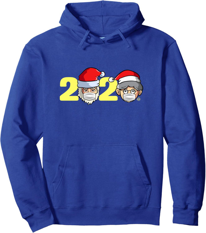 Weihnachten 2020 Weihnachtsmann und Frau Claus mit Maske Pullover Hoodie