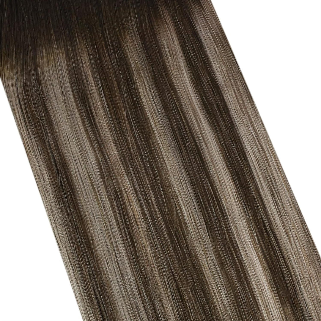 Ugeat Tape in Extensions Echthaar Dunkelbraun 35 cm Remy Balayage Tape in Extensions Ombre Braun Asc