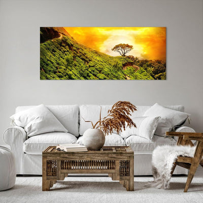 Wandbilder Dekoration Wohnzimmer Berg Baum Pfad Hügel Panorama Bilder auf Leinwand 120x50cm Leinwand