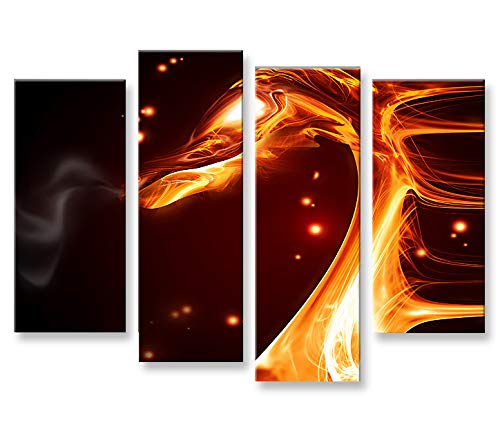 islandburner Bild Bilder auf Leinwand Feuer Drache 4er XXL Poster Leinwandbild Wandbild Dekoartikel