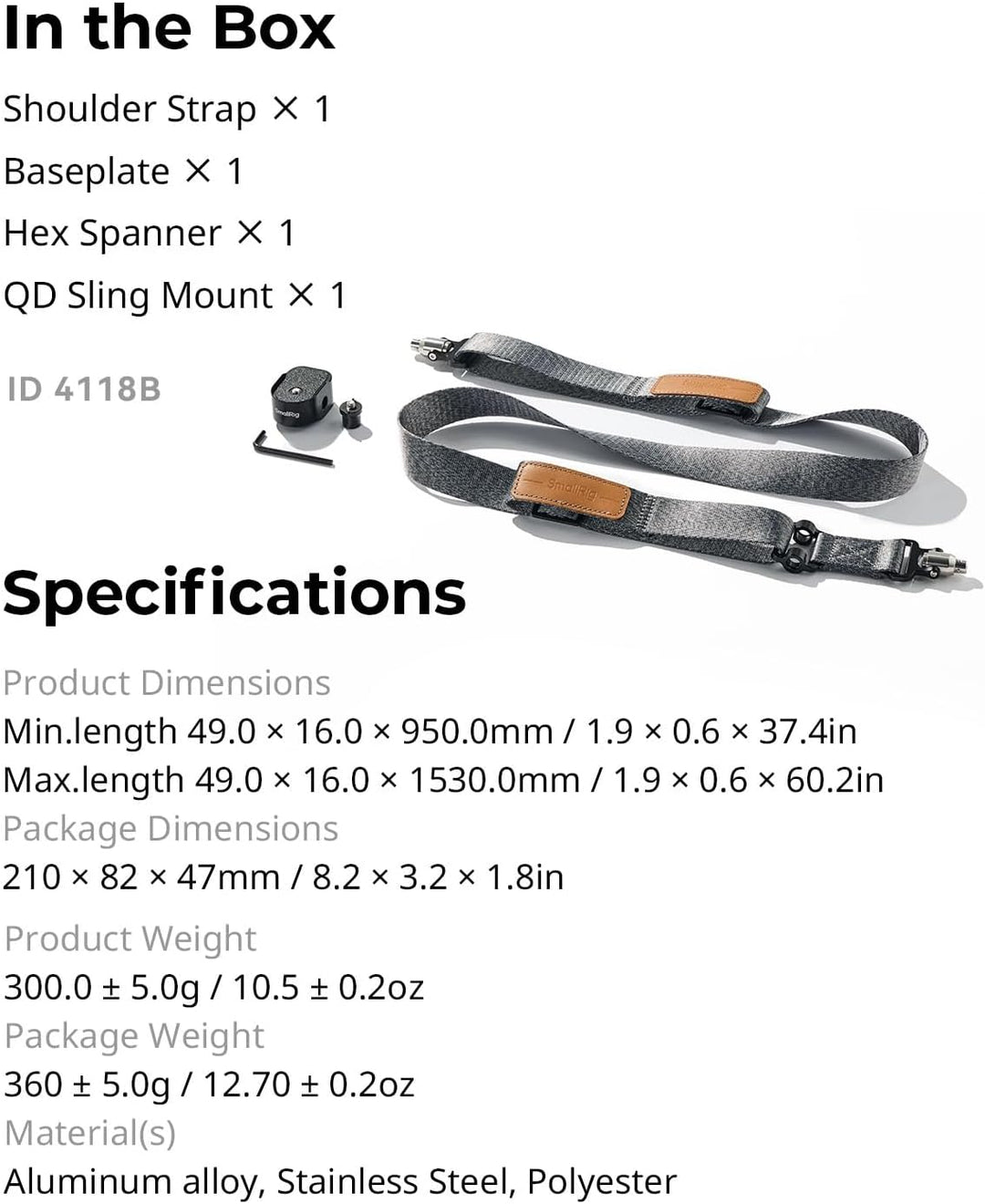SMALLRIG RS3 RS2 Gewichtsreduzierender Schultergurt Shoulder Strap kompatibel mit Sling-Griff für DJ