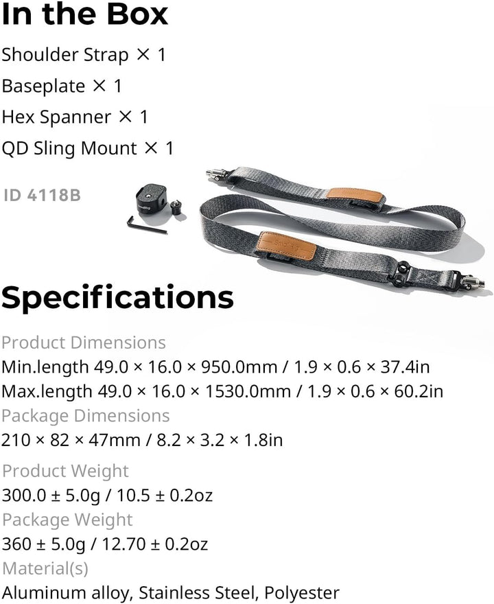 SMALLRIG RS3 RS2 Gewichtsreduzierender Schultergurt Shoulder Strap kompatibel mit Sling-Griff für DJ