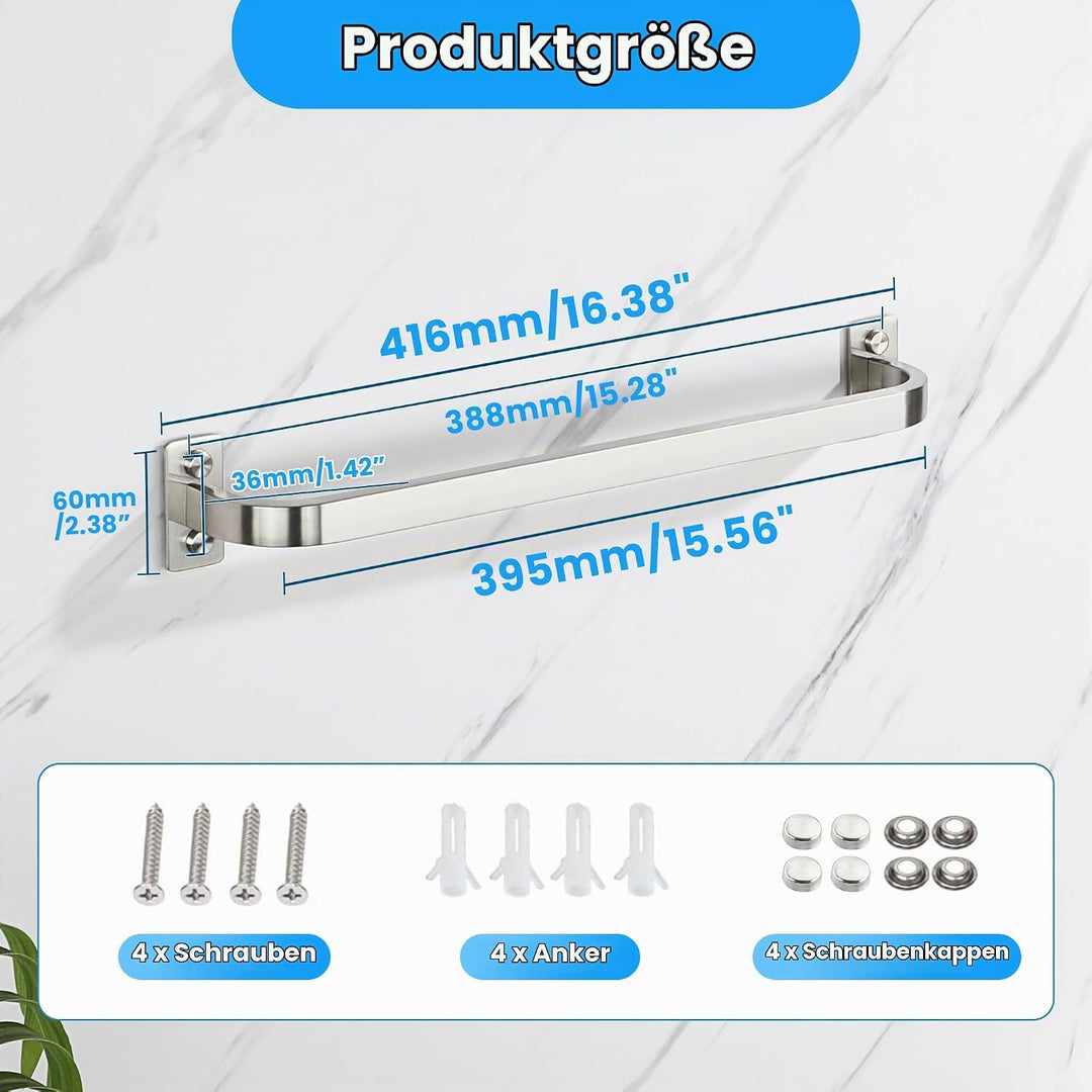 Mooche 40cm SUS304 Edelstahl Handtuchhalter, Wandmontage Handtuchständer, Handtuchstange Bad Handtuc
