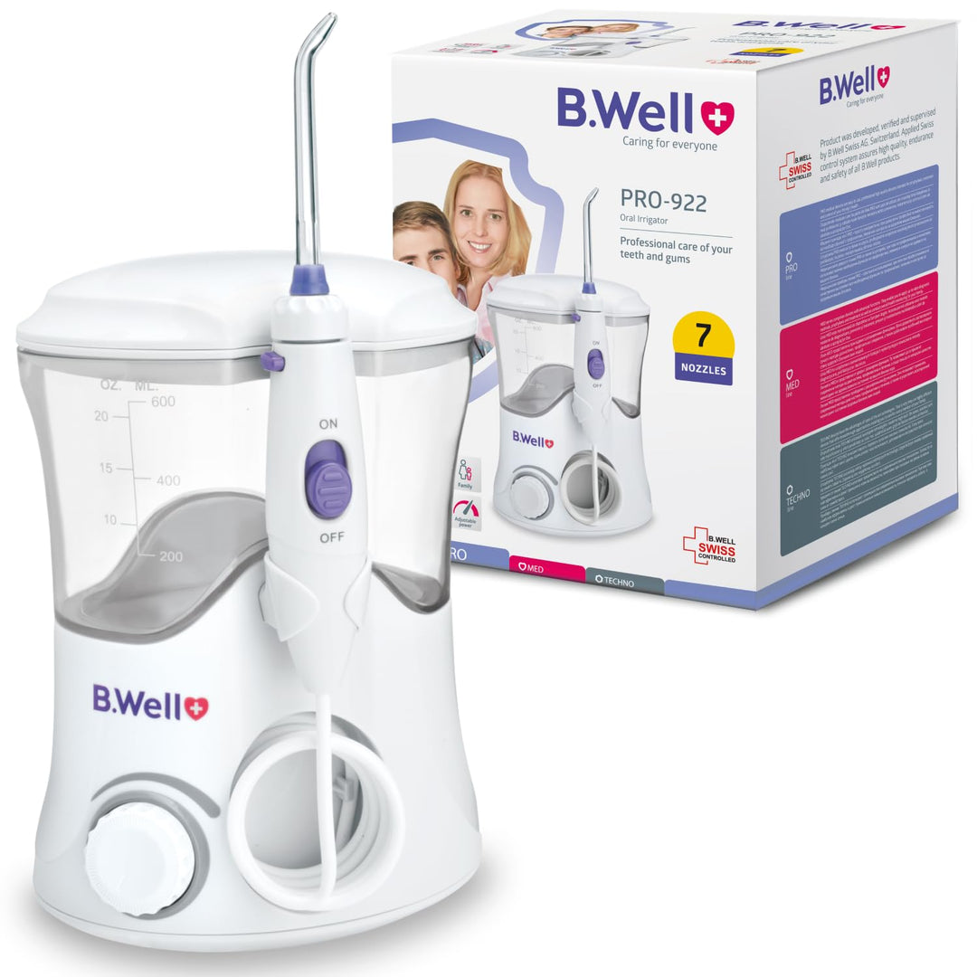 B.Well Swiss PRO-922 Stationäre Munddusche, Standgerät mit 10 Bedienmodi, 7 Düsen mit 360°-Rotation,