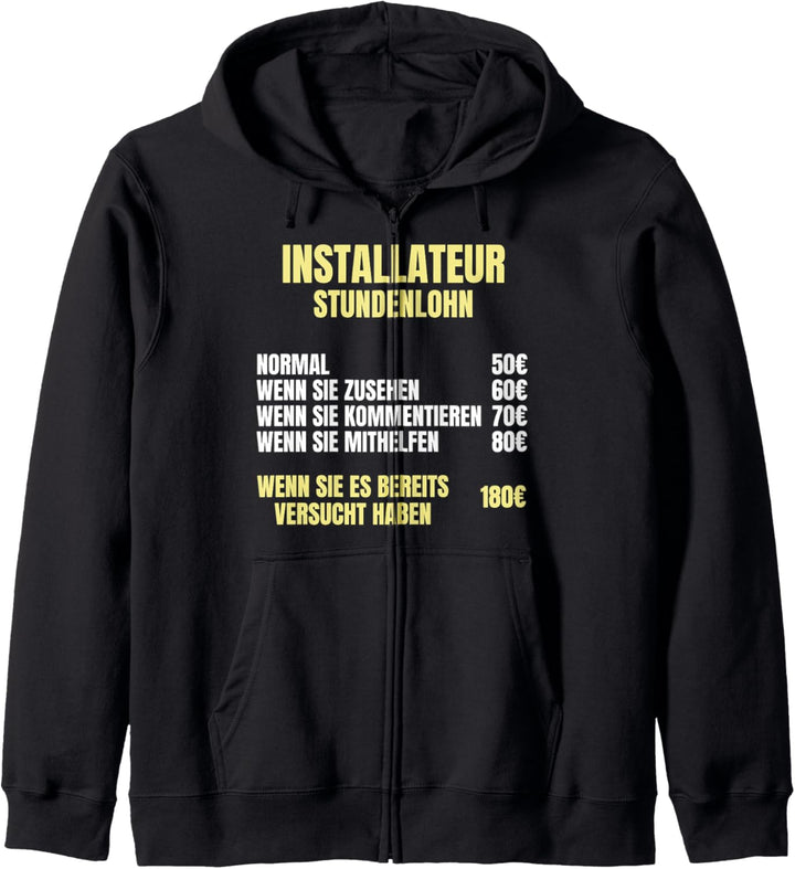 Installateur Stundenlohn Kapuzenjacke