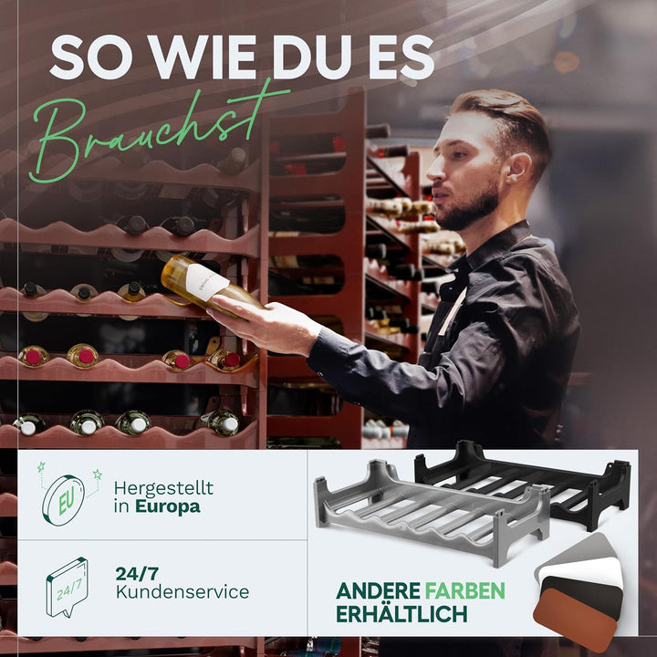 Novaliv Flaschenregal für 36 Flaschen aus Kunststoff, erweiterbar, Weinregal stapelbar, Braun, Geträ