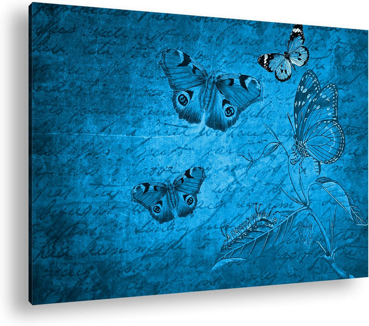 deyoli Briefpapier mit Schmetterlingen Format 80x60 Effekt: Monocrome Blau als Leinwandbild, Motiv f