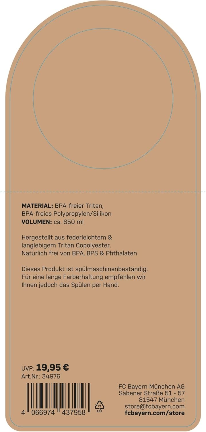 FC Bayern München I Trinkflasche I Grau I 0,65 l Fussball I Sport I Schule I Kindergarten 650 ml, 65