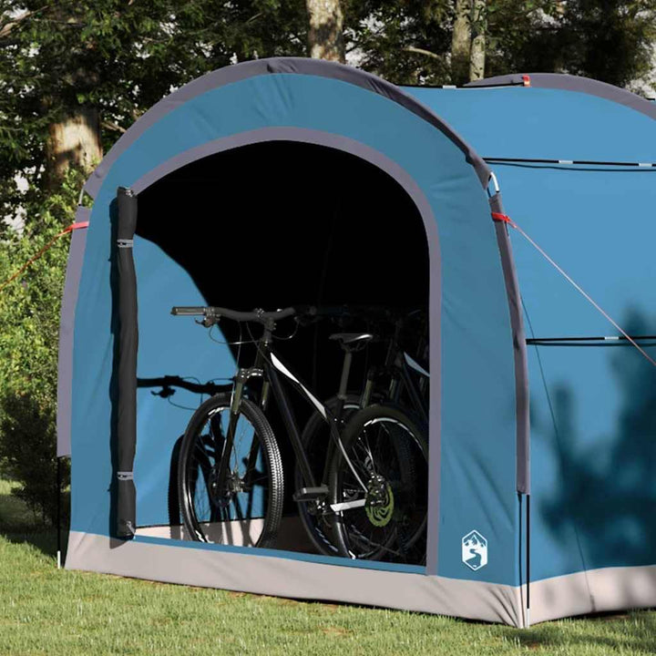Fahrrad Lagerzelt mit Dach und Stauraum Blau 268 x 240 x 191 cm aus Polyester mit Tragetasche und Lu
