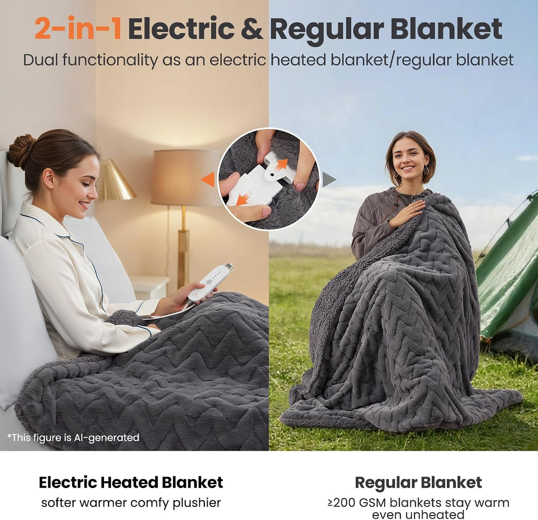 Heizdecke Elektrische Wurfdecke 130x180cm - M-pattern, 4 Temperaturstufen &amp; 10H Timer Auto-Off, Masc