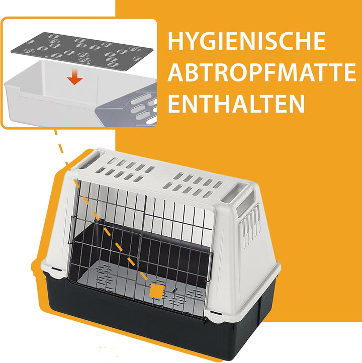Ferplast Autotransportbox für Hunde ATLAS CAR MINI mit Lüftungsgitter, Drainagematte enthalten 72 X