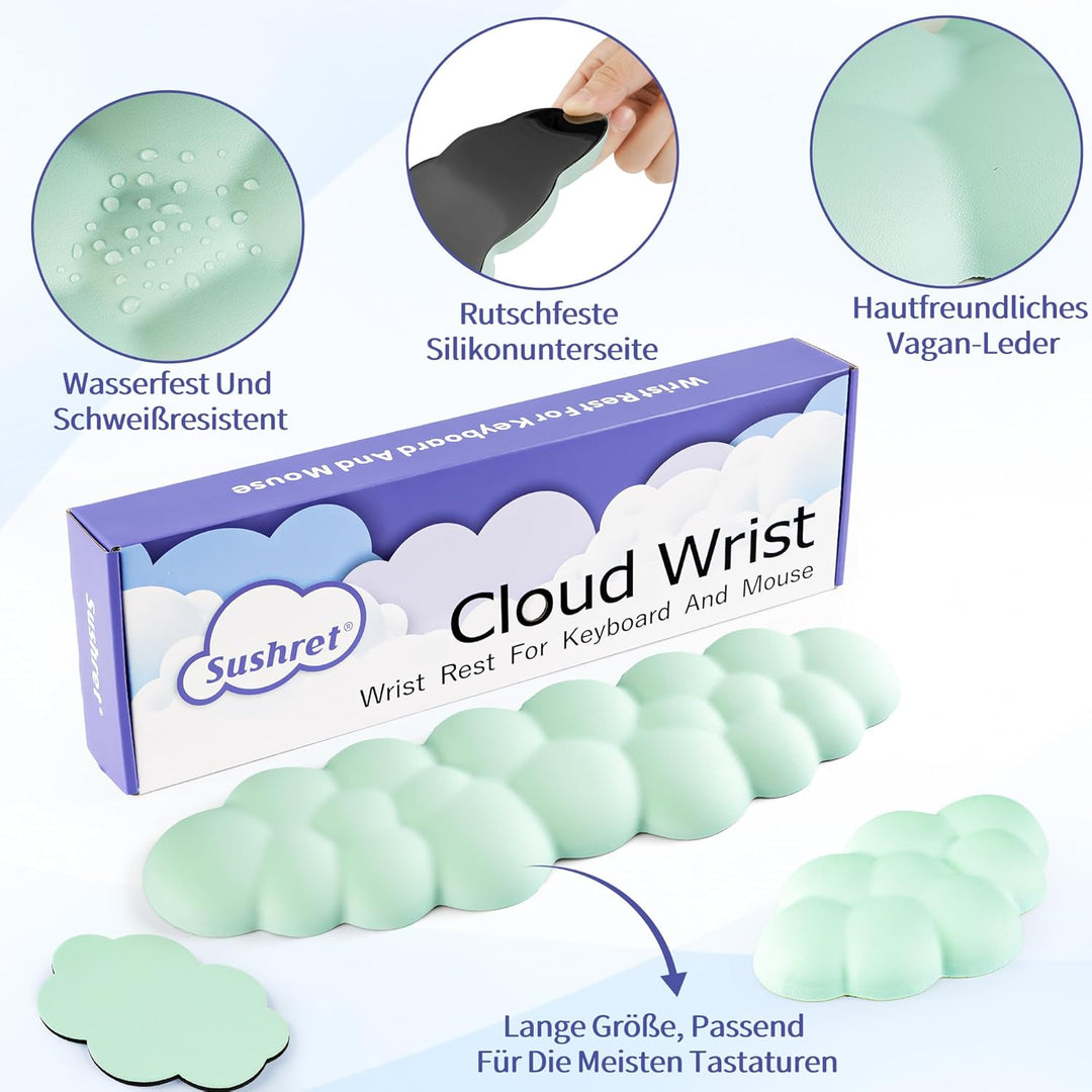 Sushret Wolke Handballenauflage Tastatur, Ergonomisches Wolke Handauflage Tastatur Mit Pu Leder Memo
