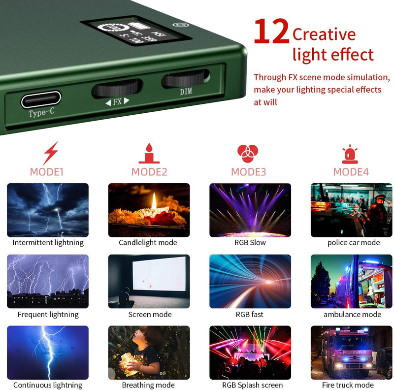 LED Videoleuchte RGB, LED Videolicht Aluminium USB Wiederaufladbarem LED Video Licht mit 4400 mAh Ak