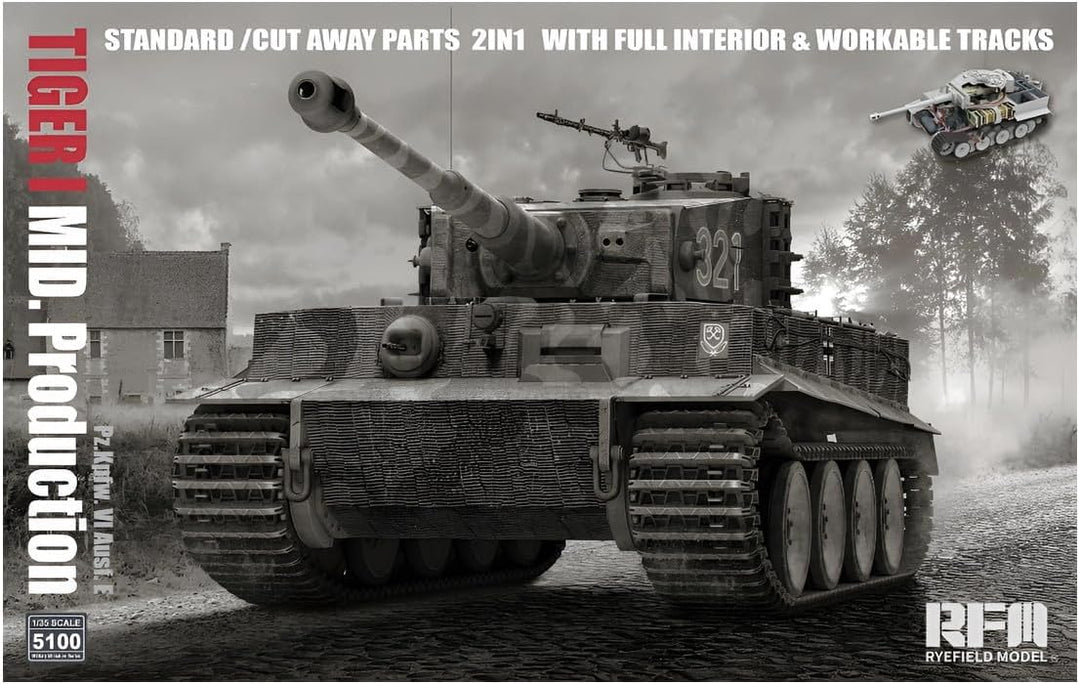 Rye Field Model RM5100 Tiger I mittlere Production 2in1 with cutaway parts & interior Massstab 1:35
