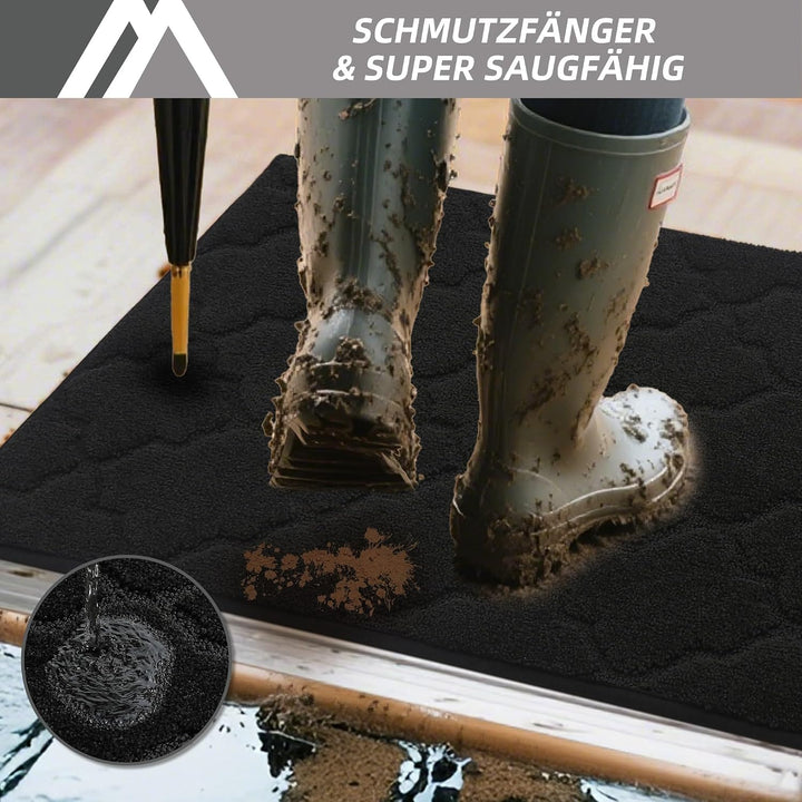 COSY HOMEER Fussmatte Innen 50 x 80 cm, Schmutzfangmatte Schwarz 50 x 80 cm (Rechteckig) Schwarz, 50