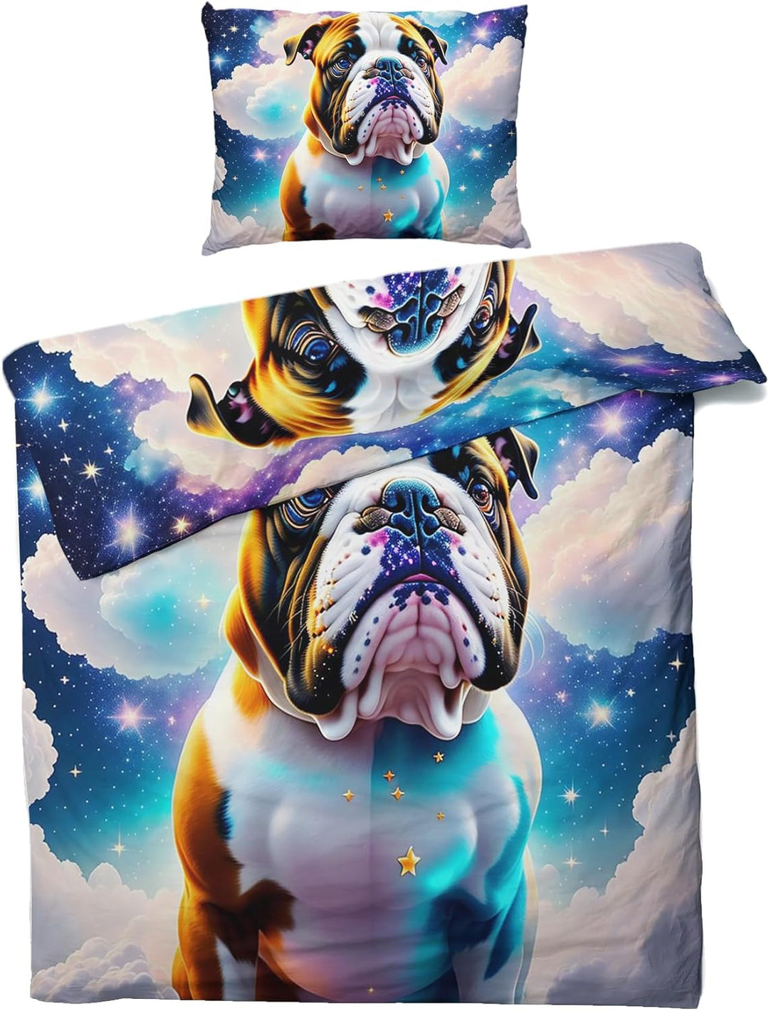 GEDAEUBA Sommer Bettwäsche 135x200 Englische Bulldogge - Hundemotiv Bettbezug 135 x 200 2er Set, Wen