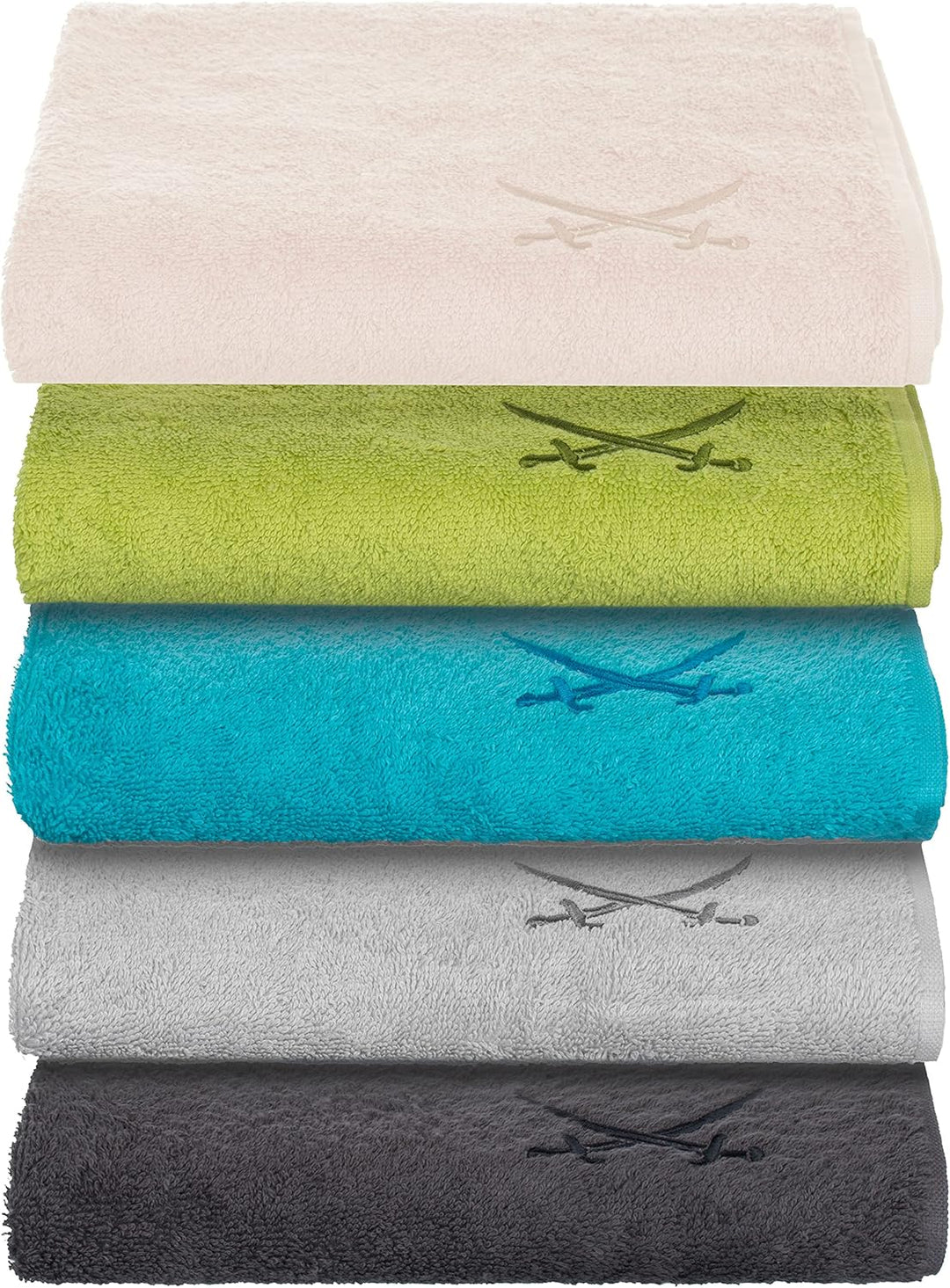 Sansibar Handtuch mit gesticktem Säbel Logo Badtuch 100% Baumwolle 50x100 cm (4er Set, Sand) 4er Set