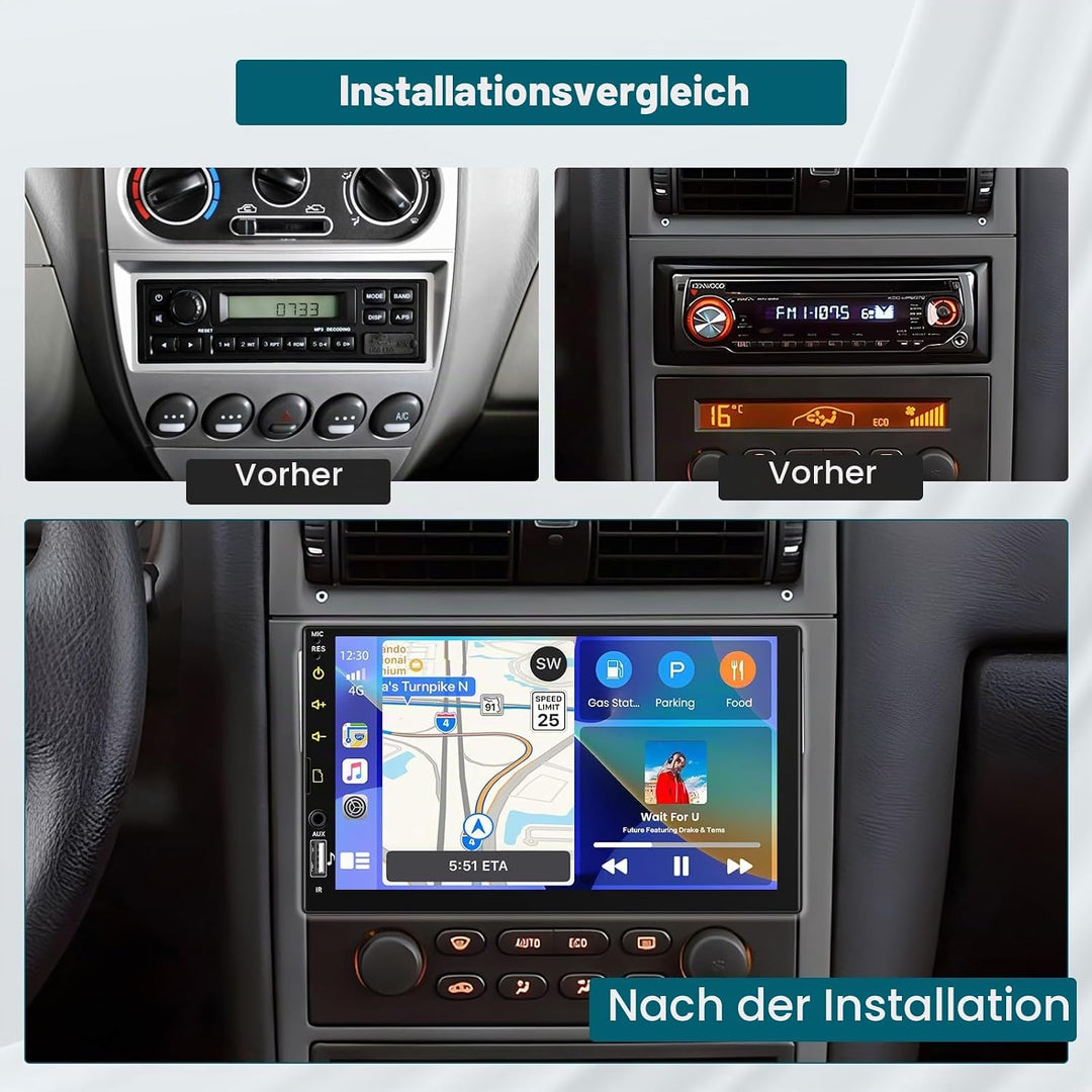Hikity Autoradio 1 din mit Touchscreen 7 Zoll, Radio Bluetooth 1 din mit Wireless Carplay Android Au