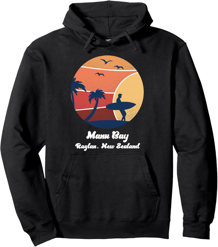 Manu Bay Raglan New Zealand Surfen Vintage Surf Beach Sun Pullover Hoodie