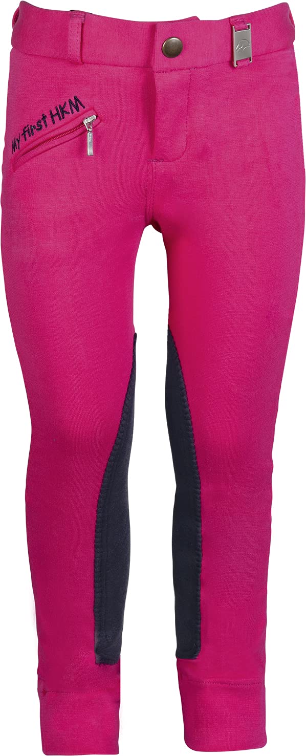 HKM 5627 Reithose My First, Kniebesatz Oberstoff, Dunkelpink/Navy, 128