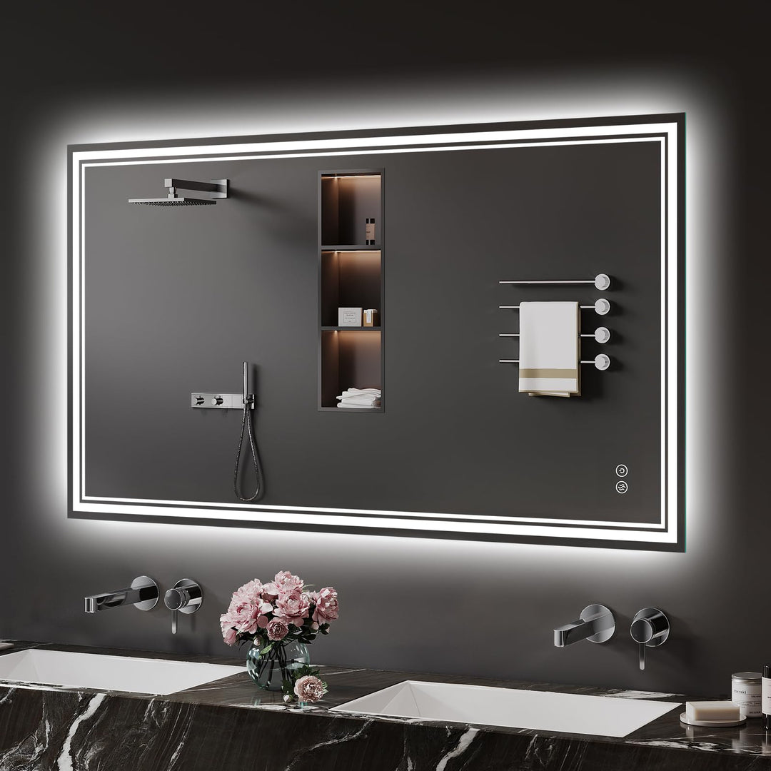 Badspiegel-mit-Beleuchtung 70x100cm - LED Badezimmerspiegel Badezimmer Spiegel mit Beleuchtung, Besc