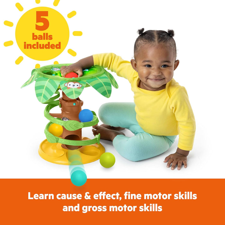 Bright Starts Tropical Twirl 2-in-1 Ballturm mit Lichtern & Musik, 5 Bälle inklusive, Unisex, 6 Mona