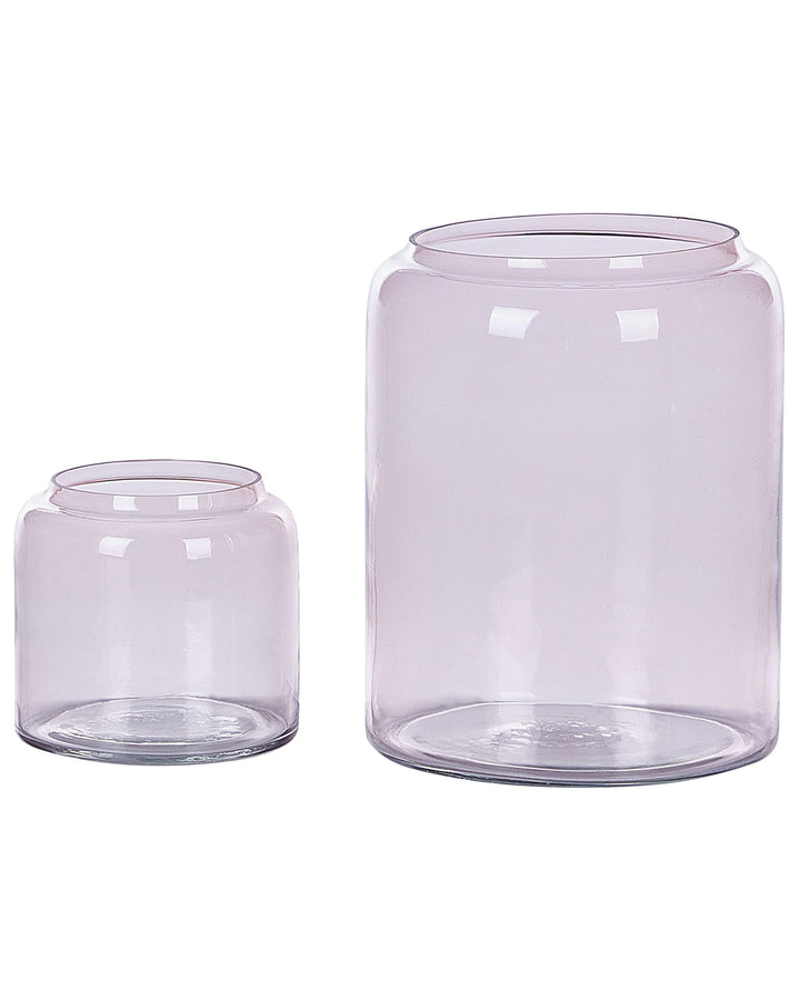 Set aus 2 dekorativen Vasen aus farbigem Glas 11 / 20 cm rosa Rasam