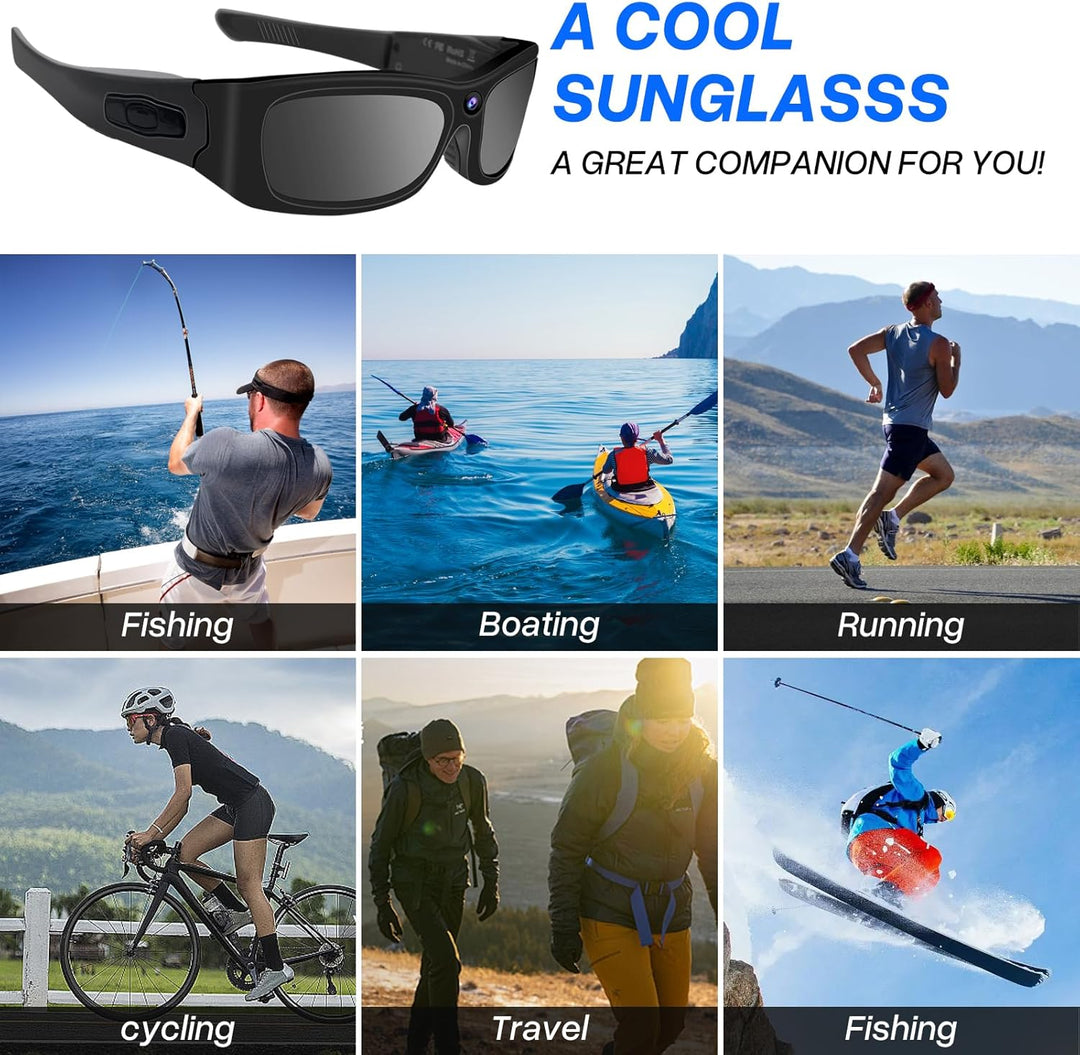 Sport Brillenkamera,Brille mit Kamera HD 1080P Action Cam,Bluetooth Sonnenbrille Sport Kamera Mini A