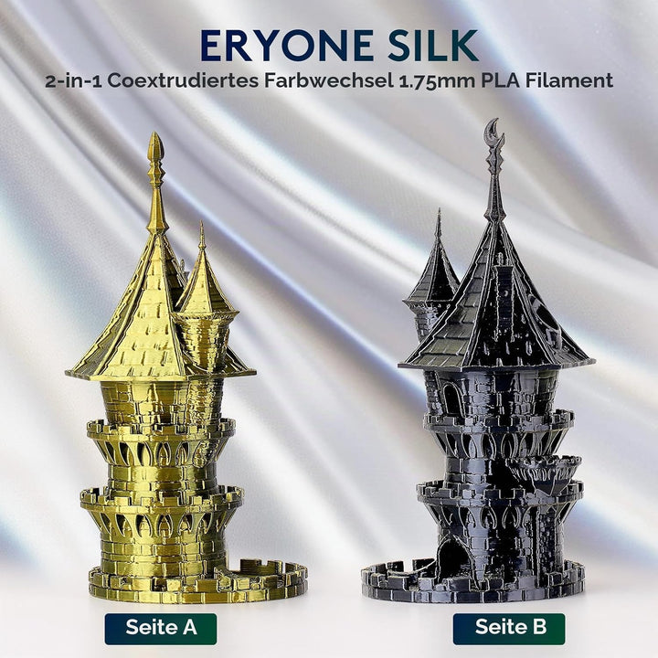 ERYONE Dual Seiden PLA Filament 1.75mm,Co-Extrucsion PLA Seiden Filament für 3D Drucker +/- 0,03 mm,