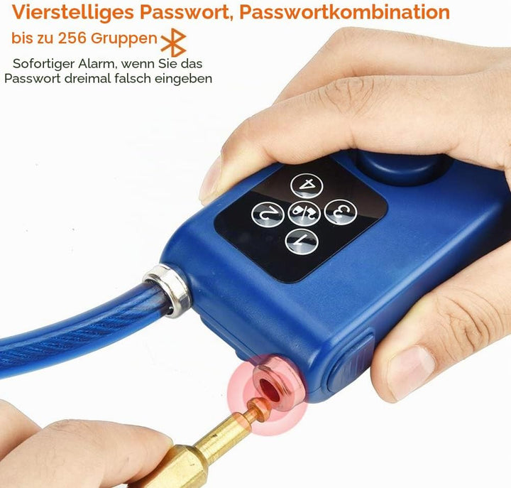 Fahrrad Diebstahlsicherung, Y787 Smart Anti-Theft Alarm Lock Wasserdichtes Drahtseil Kettenschloss A