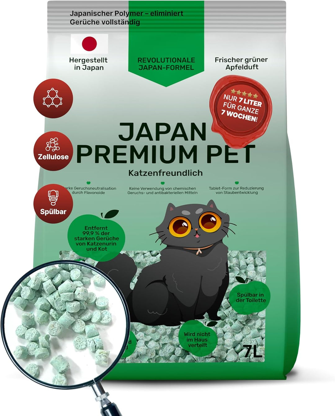 Apfel & Tofu Katzenstreu | Antibakterielle, spülbare und Geruchshemmende | Katzenstreu staubfrei auf